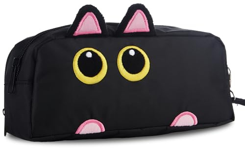 Qyeahkj Large Capacity Pencil Case Cute 3D Cat Pencils Pouch Zipper Pen Bags Stationery Organizer Cat Portable Pencil Bag for Kids Storage Pouch for Back to School Office College Supplies