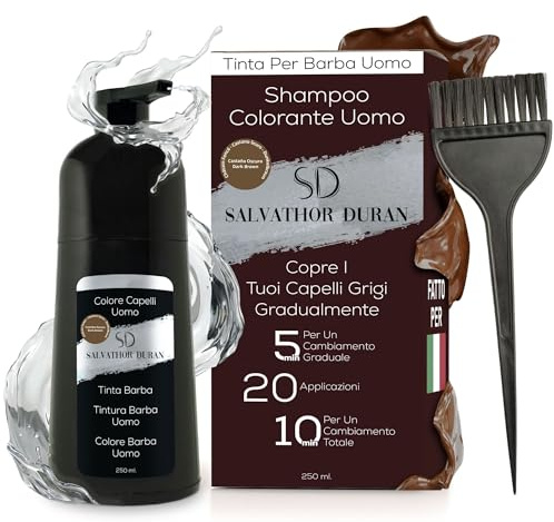 Tintura Barba Uomo - Tintura Barba - Shampoo Anticana Uomo - 20 Applicazioni - Salvathor Duran - 250 ml. - Colore Marrone Scuro