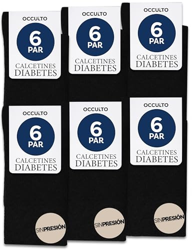 Occulto Calcetines Diabeticos para Hombre & Mujer 6 Pares (Modelo: Oliver)