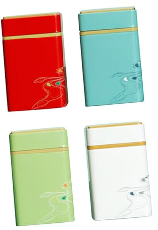 SMASOLO 4 Piezas Latas De Té Selladas Verde y Rojo Suelto Botes De Hojalata Pequeños Tarros De Hojalata Para