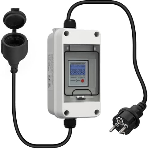 Kamtop Compteur Électrique Mobile Étanche Ip65 – Compteur d'Énergie Prise Wattmètre Prise Compteur Électrique avec Câble H07RN-F, Mesure Consommation Électrique Extérieur pour Camping Caravane Jardin