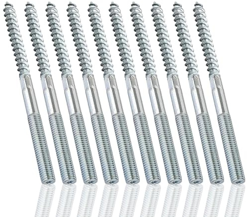 10 Stück Stockschrauben M10, M10 x 200mm Stockschraube Torx Schraubstifte Doppelgewindeschrauben Holzschrauben Kohlenstoffstahl Rohrschellen Befestigungsmaterial für Holzbauprojekte und Möbelmontage