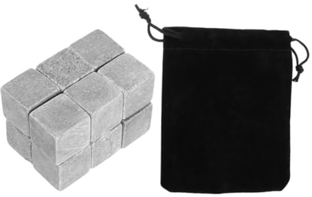 UTHCLO Set 12 Pietre di Marmo per Whisky e Vino, Cubetti di Ghiaccio Riutilizzabili per Bevande, Accessori Bar per Raffreddamento Rapido, per Feste e Riunioni