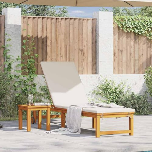 Plumbpyr Solstol, trädgårdsfåtölj av massivt trä akacia 202 x 53 x 89 cm, set om 2 bruna, väderbeständig med justerbart ryggstöd för balkong terrass utomhus återhämtning