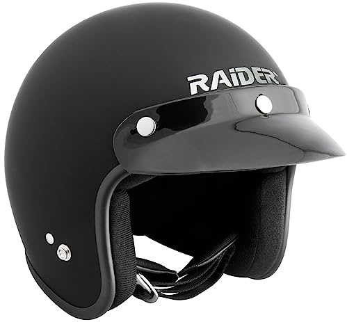 Raider Journey Unisex-Adult Open Face Helmet (Gloss Black, Large)