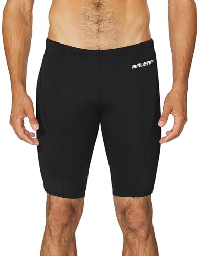 baleaf Men's Swimsuit Swim Jammers Athletic Training Swimwear Durable Team Lap Swimming Racing Competition Black Medium