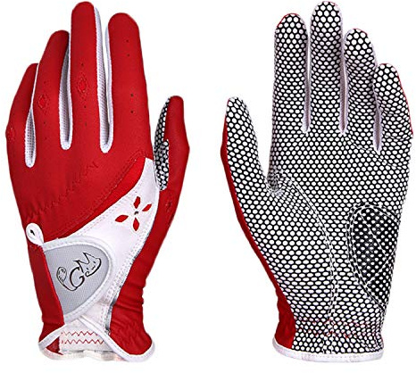 PGM Paire de gants de golf pour femme - Système de préhension amélioré - Gants confortables qui laissent circuler l’air - Rouge - Taille XS