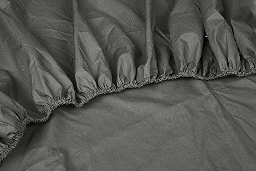 Kayori Shizu Perkalspannbettlaken 40cm Steg Größe 80-90x200cm Farbe Anthrazit Uni Einfarbig Topper Baumwolllaken Betttuch Spannbetttuch Percale-Baumwolle