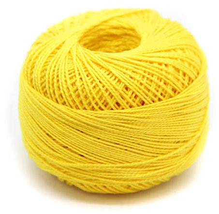 - STRICKDIRWAS - Häkelgarn aus 100% Baumwolle Baumwollgarn Baumwollfaden zum Sticken, Häkeln, Schmuck, Basteln… (gelb)