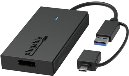 Plugable USB to DisplayPort Adapter. Connect one or more to any Mac or Windows System to add extra displays up to 1920x1080 60hz. USB C and A
