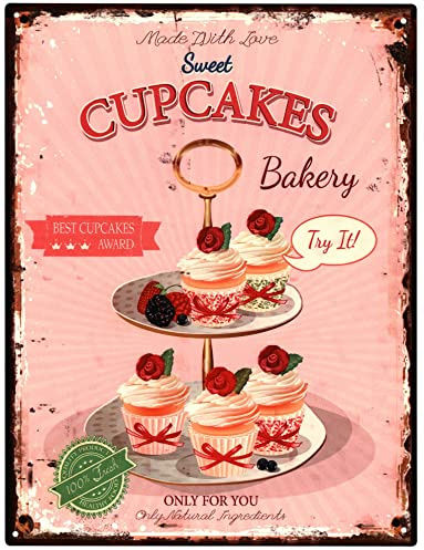 Moritz Plaque décorative en métal pour gâteau Sweet Cupcakes for You 25 x 33 cm Design rétro vintage pour décoration murale