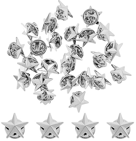 SUPERFINDINGS 24Pcs Platine Étoile Insigne Épinglette Pentagramme Alliage Broche Journée des Anciens Combattants Militaire Récompense Pins Fête du Travail 4 Juillet Rial Jour