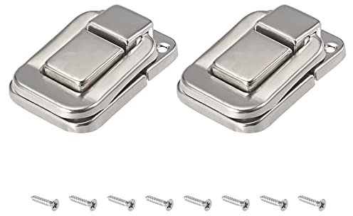 METALLIXITY Palanca Pestillo Cerradura (48mm x 32mm) 2uds, Hierro Cerrojo Pestillos - para Armarios Cajas Maletas, Plateado Tono