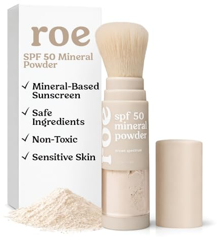 Roe Wellness- Kids SPF 50 Brush On Mineral Sunscreen Powder EWG, Reef-Friendly, Easy to Apply for Kids, Babies & Parents