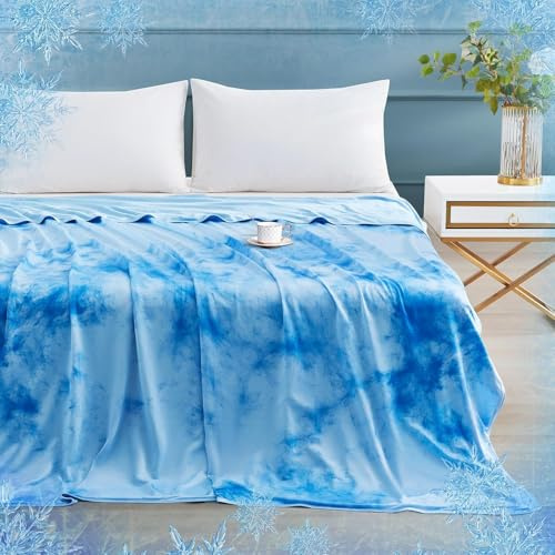 Elegear Manta Refrescante de Verano, Fibras Refrigerantes ARC-Chill 3.0 Q-MAX>0,5 Manta Autorrefrigerante de Verano de Doble Cara para Dormir Mejor, Transpirable Y Ligereza, 150×200cm, Tie Dye Azul