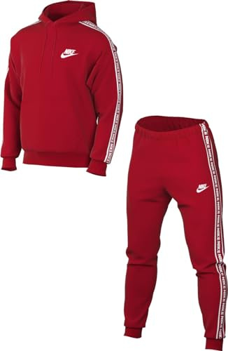 NIKE Herren M Nk Club Flc Gx Hd Trk Suit Trainingsanzug, University Red/White, M EU