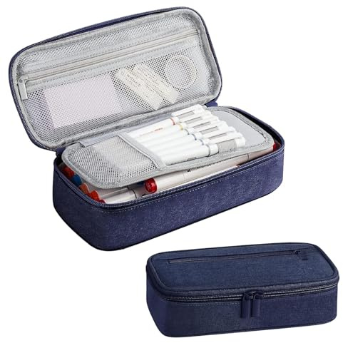 chenqi Pencil Case, Large Capacity Pencil Case, School Stationery Organizer for Boys and Girls, Aesthetic Pencil Bag Suitable for Kids Teenagers Students Women Men (Navy Blue)