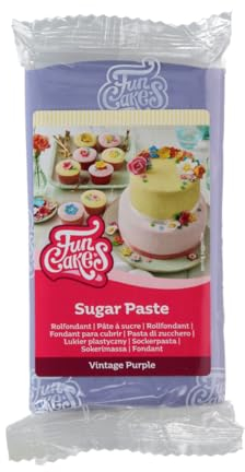 FunCakes Pasta di Zucchero Vintage Purple, Viola: Facile da Usare, Consistenza Liscia, Flessibile, Perfetto per la Decorazione di Torte, Halal, Kosher e senza Glutine. 250 g