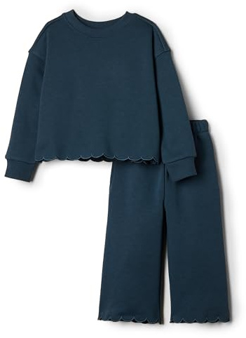Amazon Essentials x Sofia Grainge Ensemble Pantalon et Haut en Tissu éponge pour Petite Fille, Bleu Marine foncé, 3T