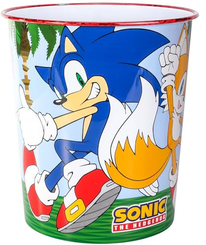 Sonic the Hedgehog Kids Childrens Waste Bucket Paper Bin Basket for Bedroom Study Desk Dustbin