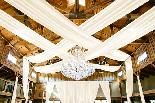 6 Panels Ivory Ceiling Drapes for Wedding 5ftx20ft Ceiling Drapes Wedding Arch Draping Fabric Smooth Satin Curtain Romantic Ceiling Decorations for Wedding Party Banquet Ceremony Stage