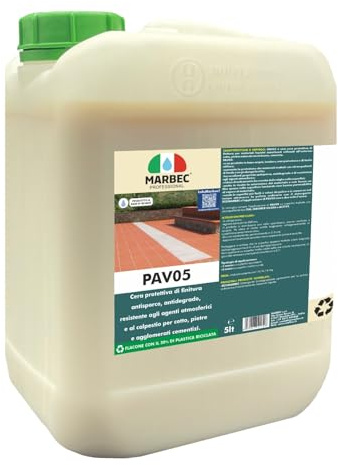 MARBEC PAV05 5LT Cera per cotto, pietre, cemento e materiali lapidei posati all'estreno. Protegge ed esalta le caratteristiche del materiale e dona una finitura di facile pulizia.