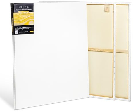 Elan Tela per Dipingere 80x100 380 gr, Set da 3 Tele per Dipingere 80x100, 100% Cotone Tele Pittura Grandi, Canvas for Painting 380 GSM, Tela 100x80