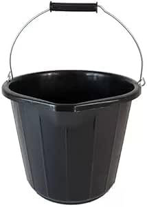 Bucket 3 Gallon Heavy Duty Black Builders 14l Litre Plastic Bucket Metal Handle