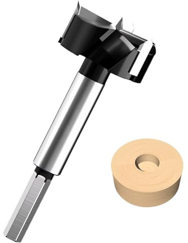 Forstner Drill Bit, 38mm Hinge Cutter Triple-Fluted Auger Drill Bit With Round Shank for Solid Wood Plastic Plywood