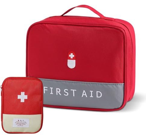 Ziyonix 2 Piezas Botiquín de Primeros Auxilios, Botiquin Viaje, Portátil Kit Primeiros Socorros, Bolsa para Medicamentos Impermeable para Viajar Camping Casa Senderismo (Rojo)
