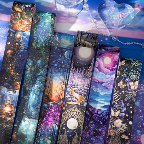 Frekyar 6 Rolls Magic Scrapbook-tillbehör, washitejp, vintage PET Washi Tape klistermärken för scrapbooking, skräpjournal, bulletjournal, collagekort, dekoration material, bärbar dator, mobil (magisk