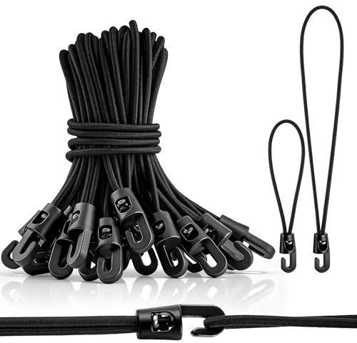 30 Tendeurs Élastiques avec Crochets pour Bâches et Toiles Tentes Tarp Sandow Corde Élastique Attache Bâche en Deux Tailles 15 cm et 25 cm
