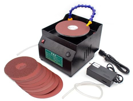 LeTkingok Afilador de Cuchillos Eléctrico Refrigerado Por Agua, Muela de 150MM para Trabajo Húmedo/Seco, 7 Velocidades Ajustables, Sistema de Circulación de Agua de Un Solo Toque