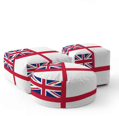 Royal Navy Flag Kids Pouffe | UK Naval Pride Low Seat, Cube or Circle Pouffe | Military Inspired Nursery or Kids Room Gift | Fun and Comfortable