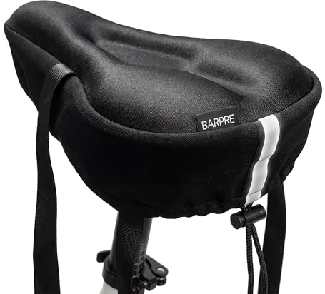 Barpre Gel Bike Seat Cover - Padded Bicycle Saddle Cushion for Men Women, 3.5cm Silicone Comfort for Mountain Road Bikes & Peloton, Non-Slip Stability with Rain Cover & Reflective Strip