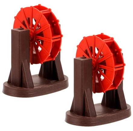 JOINPAYA Decorazione per Acquario a Forma di Mulino a Vento Rossa Set da 2 Ruote Idrauliche da 6 CM Supporto Mini Fontana Zen Silenziosa e Paesaggio Acquatico Fai da Te per Interni e