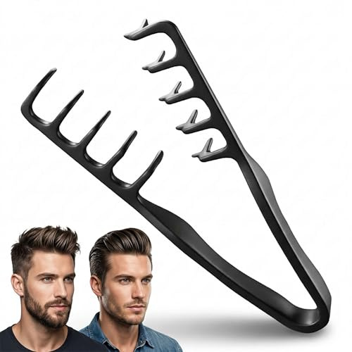 Texture Comb, Voluminous Wide Tooth Comb with Salon Design - 2-in-1 Root Lift & Texture Styling Tool, Easy to Use for Fluffy Hair & Bangs for Men & Women