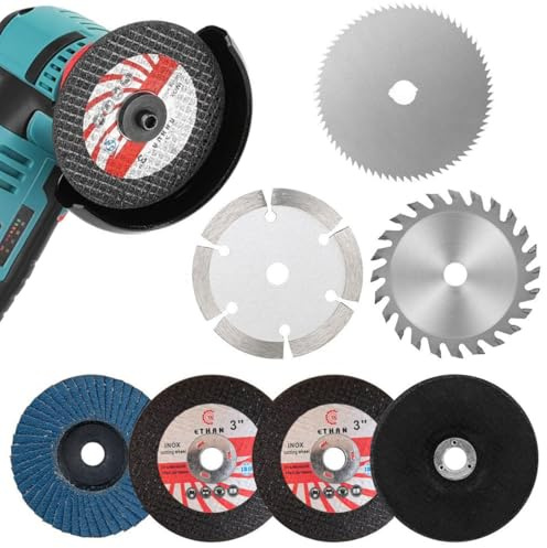 KUMSODE 6 Pezzi Disco da taglio da 75mm, 5 per smerigliatrice angolare, con foro da 10 mm, per tagliare metallo, pietra, legno, plastica