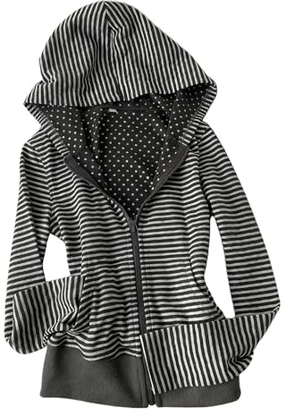 Randig Y2k huvtröja tonårstjejer Harajuku gotisk jacka 2000-tal, lätt dragkedja sweatshirt dam cardigan
