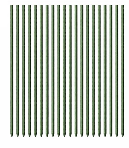 Toboli 20st Blompinnar gröna 150cm Ø11mm rostfria växtstöd i stål och plast för tomater, bönor och klängväxter