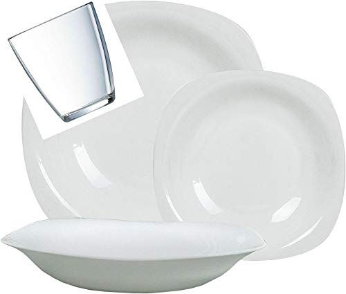 Bormioli - Parma - Service de table pour 12 personnes avec 12 verres offerts, 48 pièces