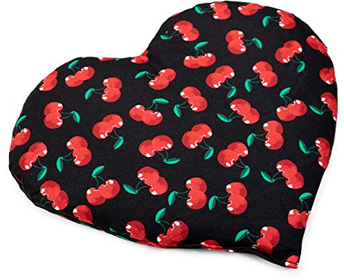 Cuscinetto a forma di cuore con semi di colza - 30 x 25 cm cherry-black - Cuscino termico