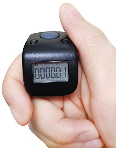Arvakr Rechargeable Silent Finger Counter 6 Channels Digital Tasbih Tally Clicker with LED for Prayer Knitting Sports Gift Black