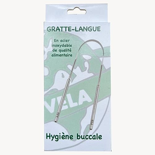 Gratte-langue en Inox de qualité alimentaire | très efficace contre la mauvaise haleine | Marque française Novela Global