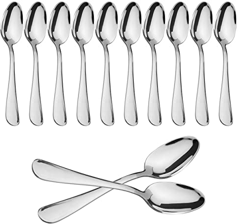 12 cucchiai da Moka Alto Lucido in Acciaio Inossidabile 12,5x2,6 cm