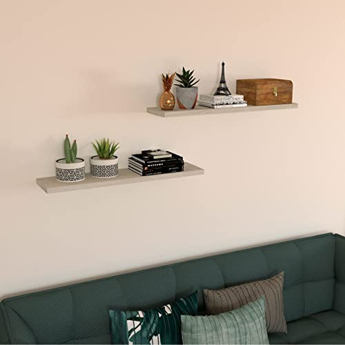 Henor Wandregal Holzwandregal 80 x 20 x 3 cm. horizontal verstellbar. Vertikal und Neigung. Bis 25 kg. Eiche Stel