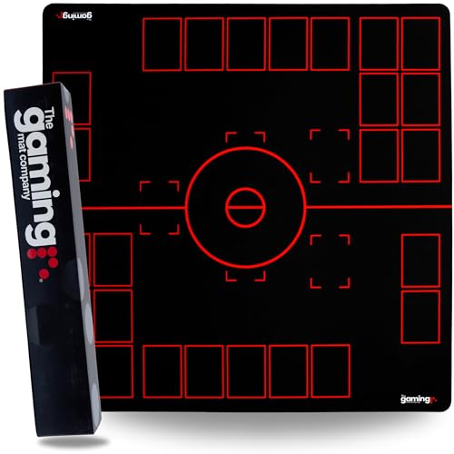 The Gaming Mat Company 2 Player Compatible Pokemon Playmat - 28.35 x 28.35 x 0.16 Black & Red Battle Stadium Board for TCG Trading Card Game