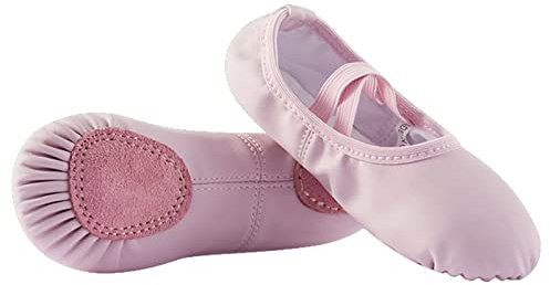 TETSUO Pink Ballet Slippers for Girls, Indoor Ballerina Dance Flats Shoes for Womens, Kids, Toddlers Dancing, Yoga Soft