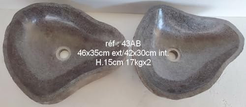 Double vasque lavabo en pierre naturelle DUO réf 43AB