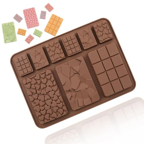 JSKWIKE 1 Pcs Stampo per cioccolato in silicone per 6 tavolette di cioccolato fai da te senza BPA antiaderente stampo in silicone marrone